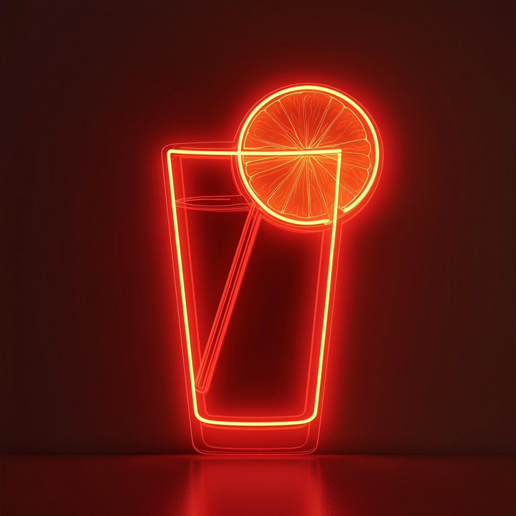 Lemon Slice in Water - Red Neon Sign, 24 Inches