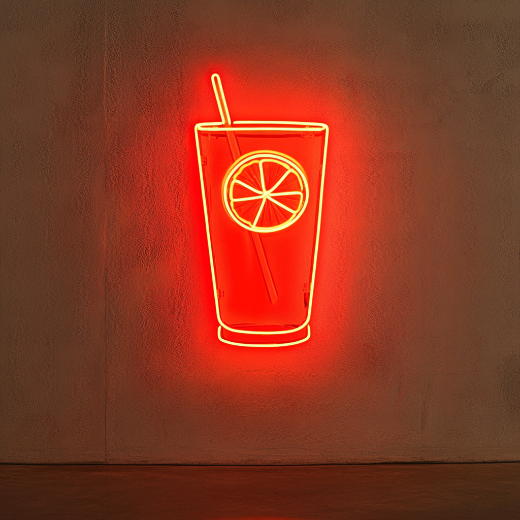 Lemon Slice in Water - Red Neon Sign, 18 Inches