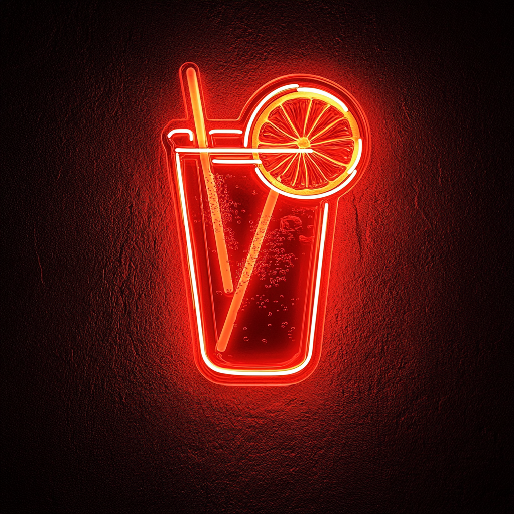 Lemon Slice in Water - Red Neon Sign, 18 Inches