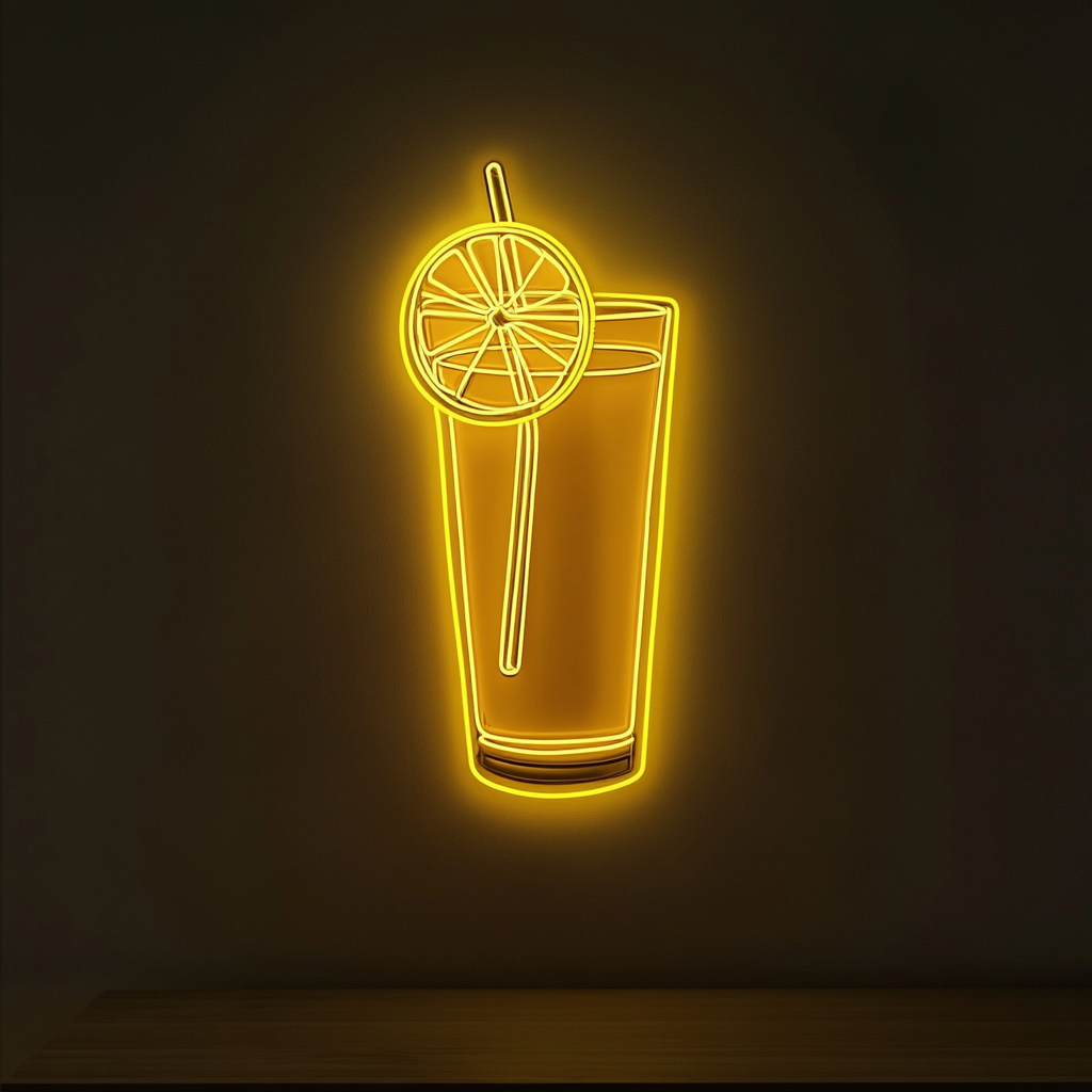 Lemon Slice in Water - Yellow Neon Sign, 18 Inches