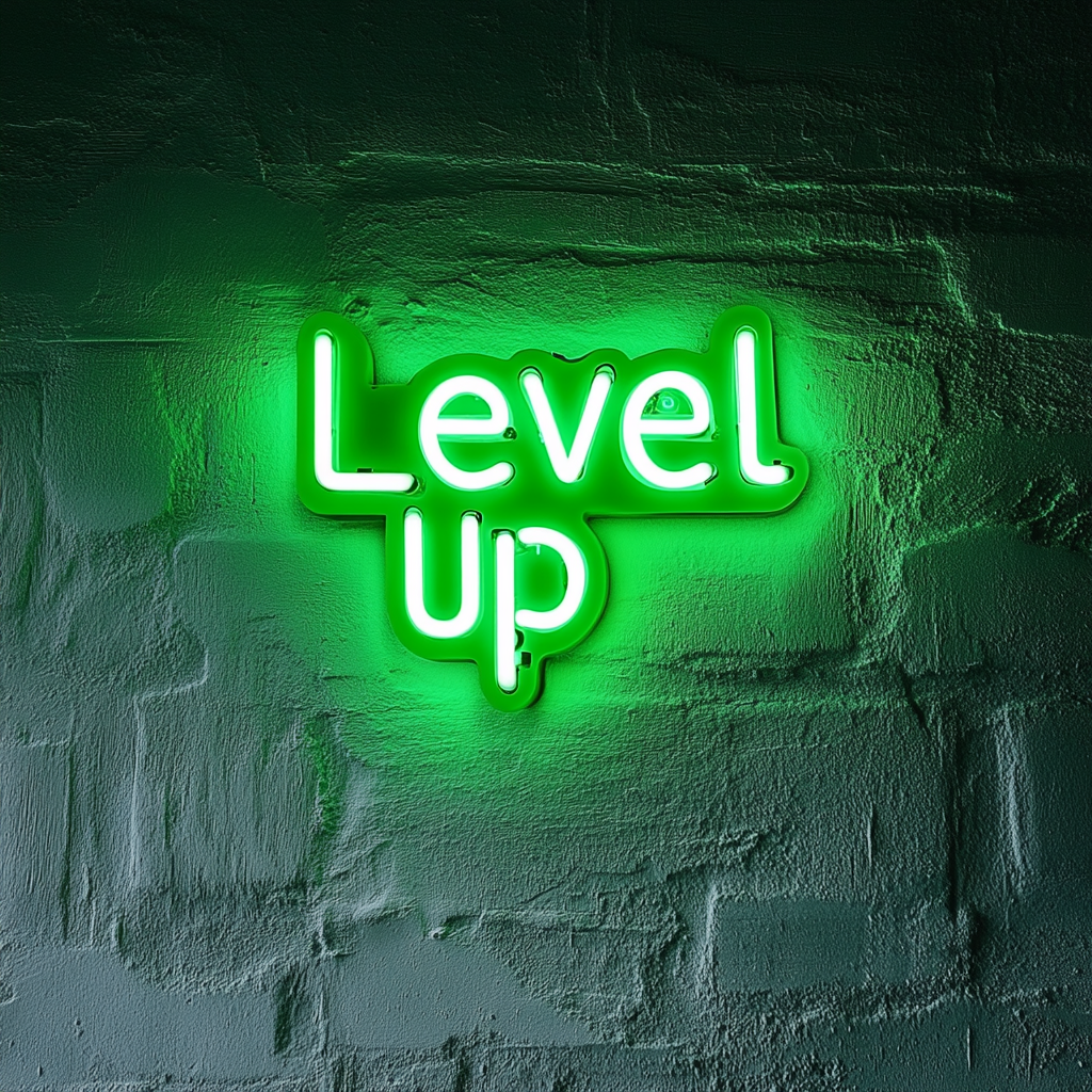 "Level Up" - Green Neon Sign, 24 Inches
