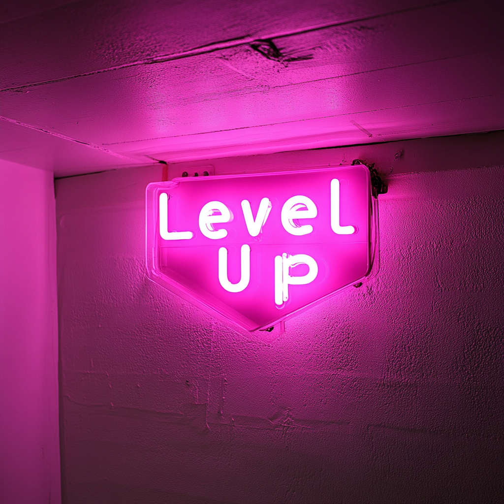 "Level Up" - Pink Neon Sign, 24 Inches