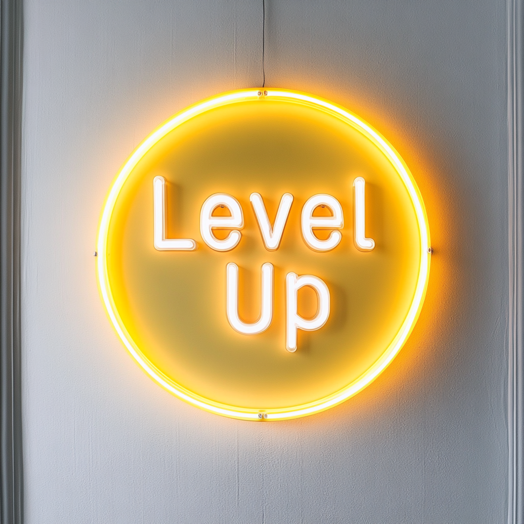 "Level Up" - Yellow Neon Sign, 24 Inches