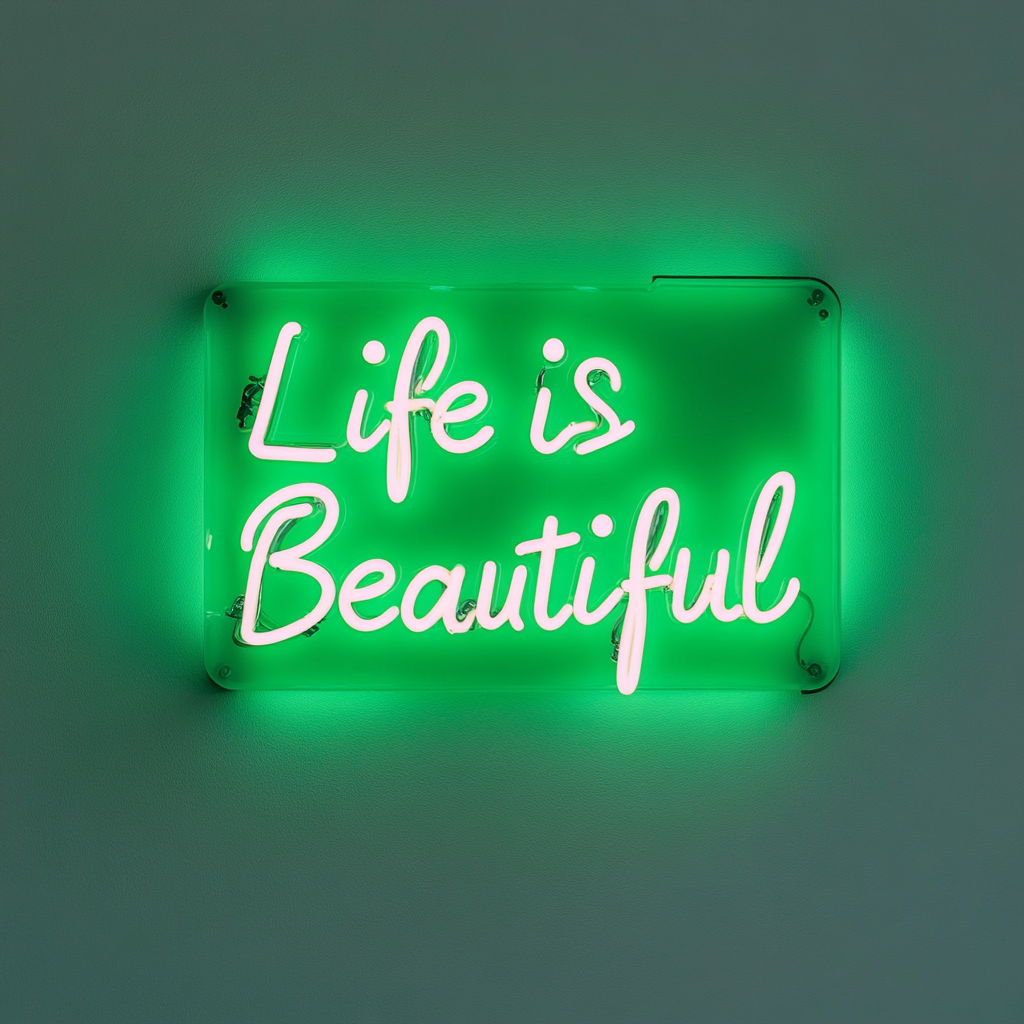 Life is Beautiful - Green Neon Sign, 24 Inches