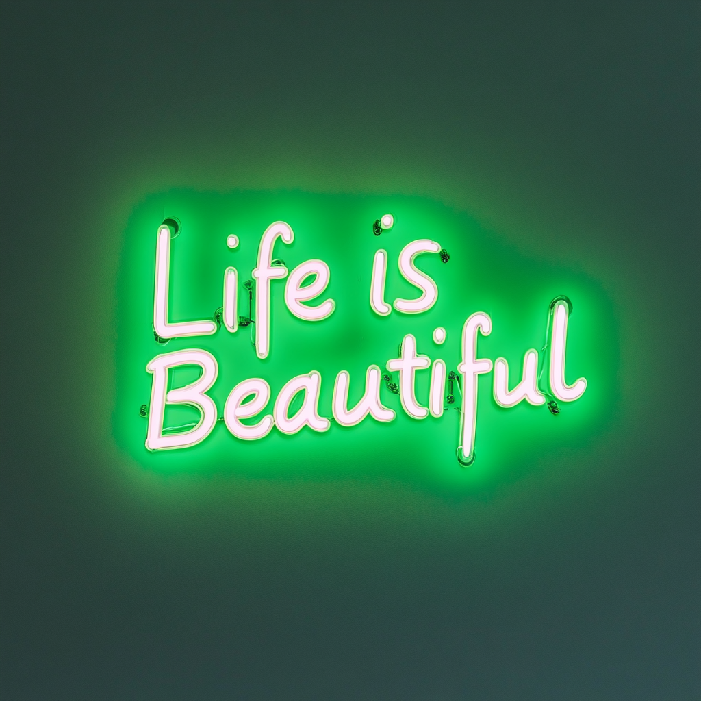 Life is Beautiful - Green Neon Sign, 18 Inches