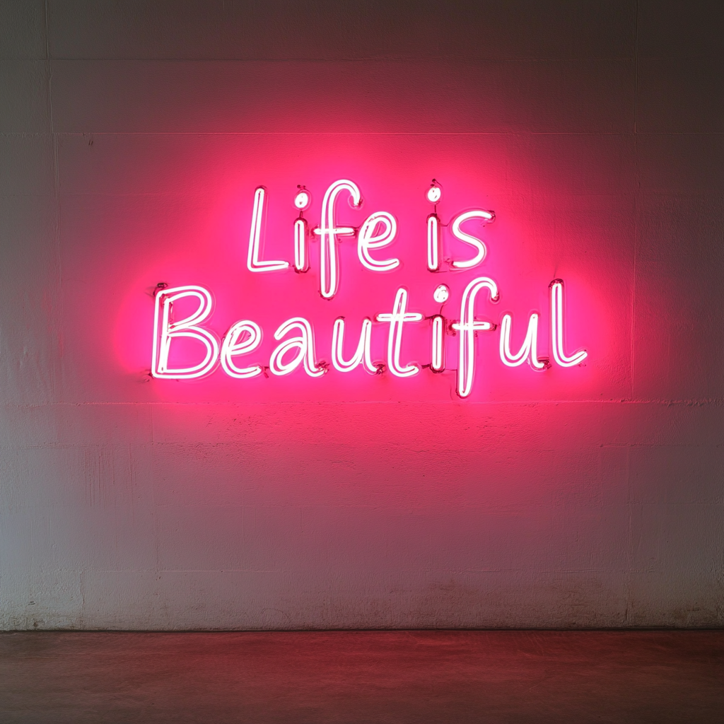 Life is Beautiful - Pink Neon Sign, 18 Inches
