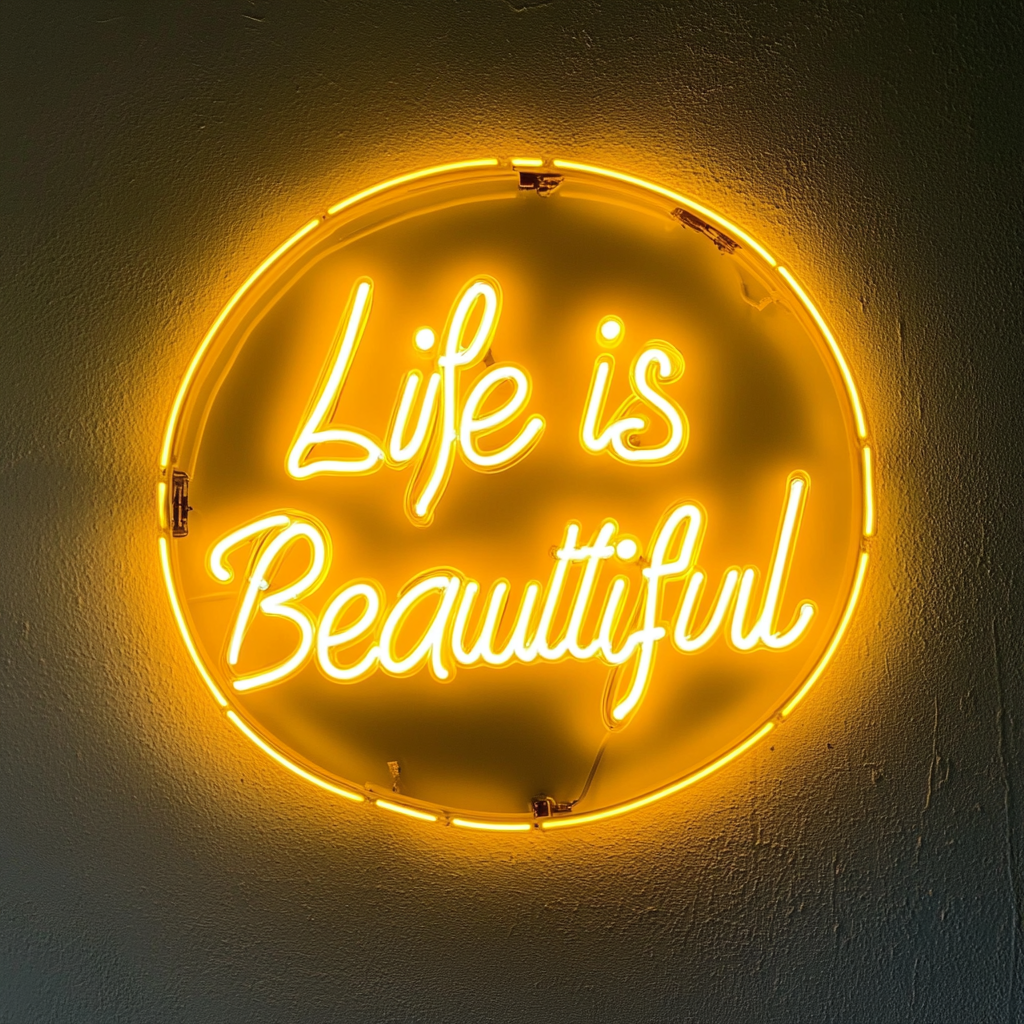Life is Beautiful - Yellow Neon Sign, 18 Inches