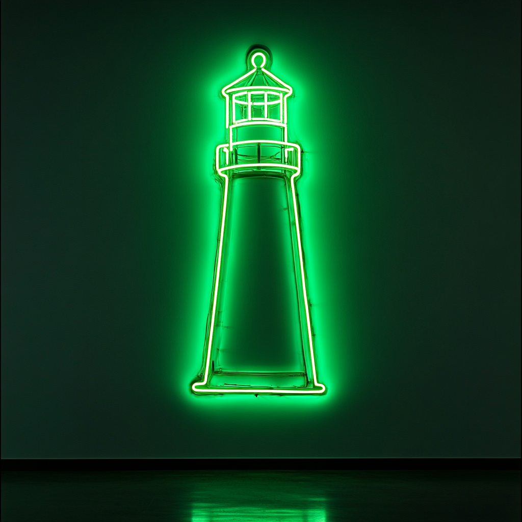 Lighthouse - Green Neon Sign, 18 Inches