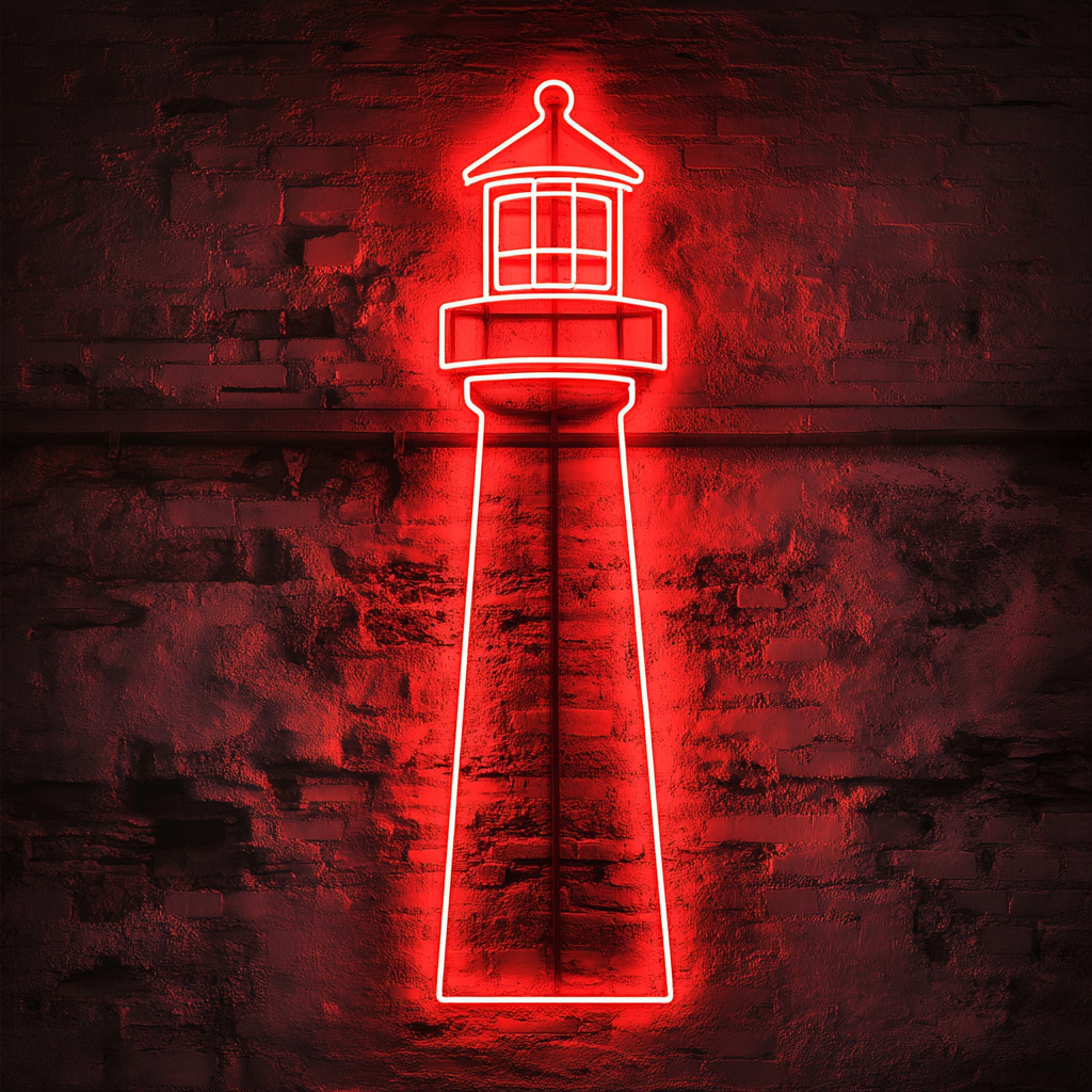 Lighthouse - Red Neon Sign, 18 Inches
