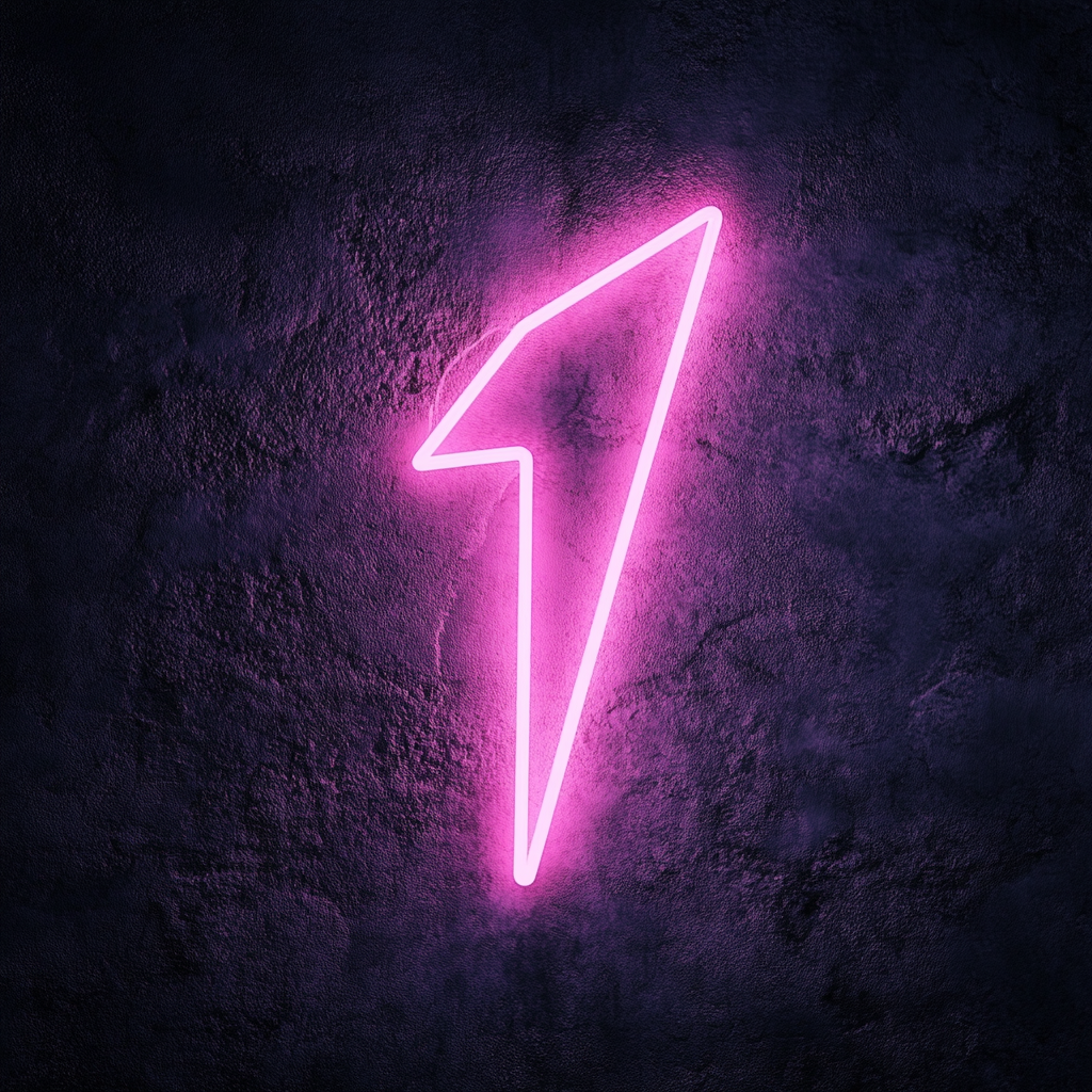 Lightning Bolt - Pink Neon Sign, 18 Inches