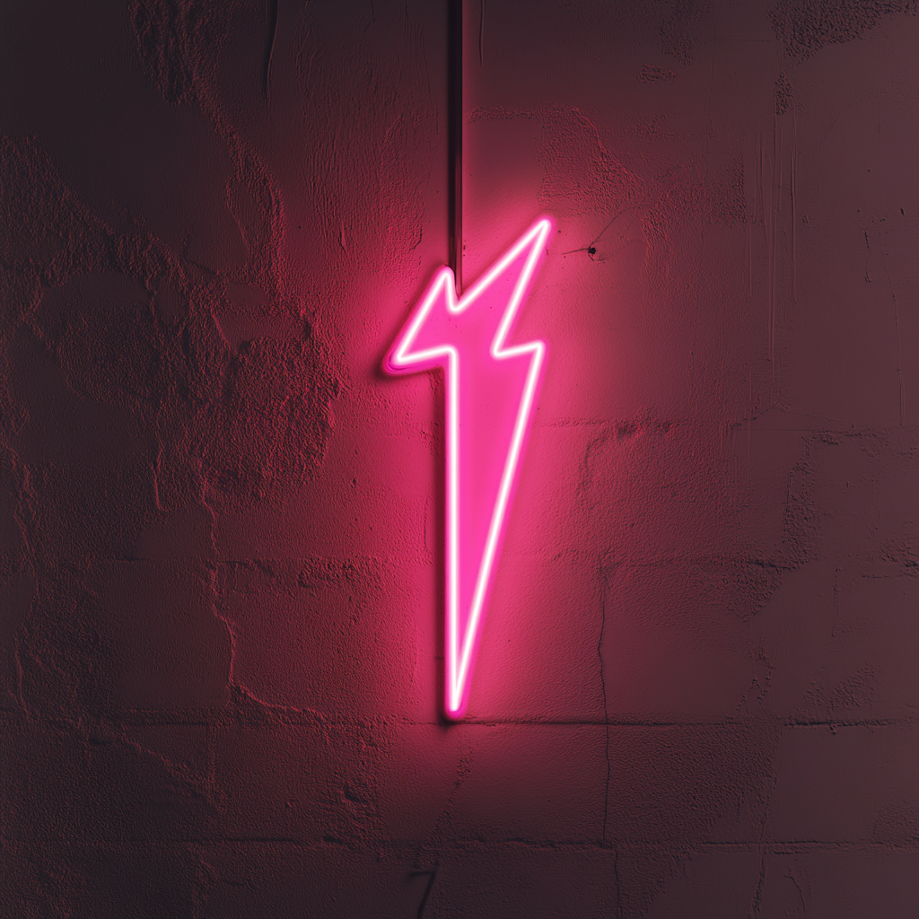 Lightning Bolt - Pink Neon Sign, 18 Inches