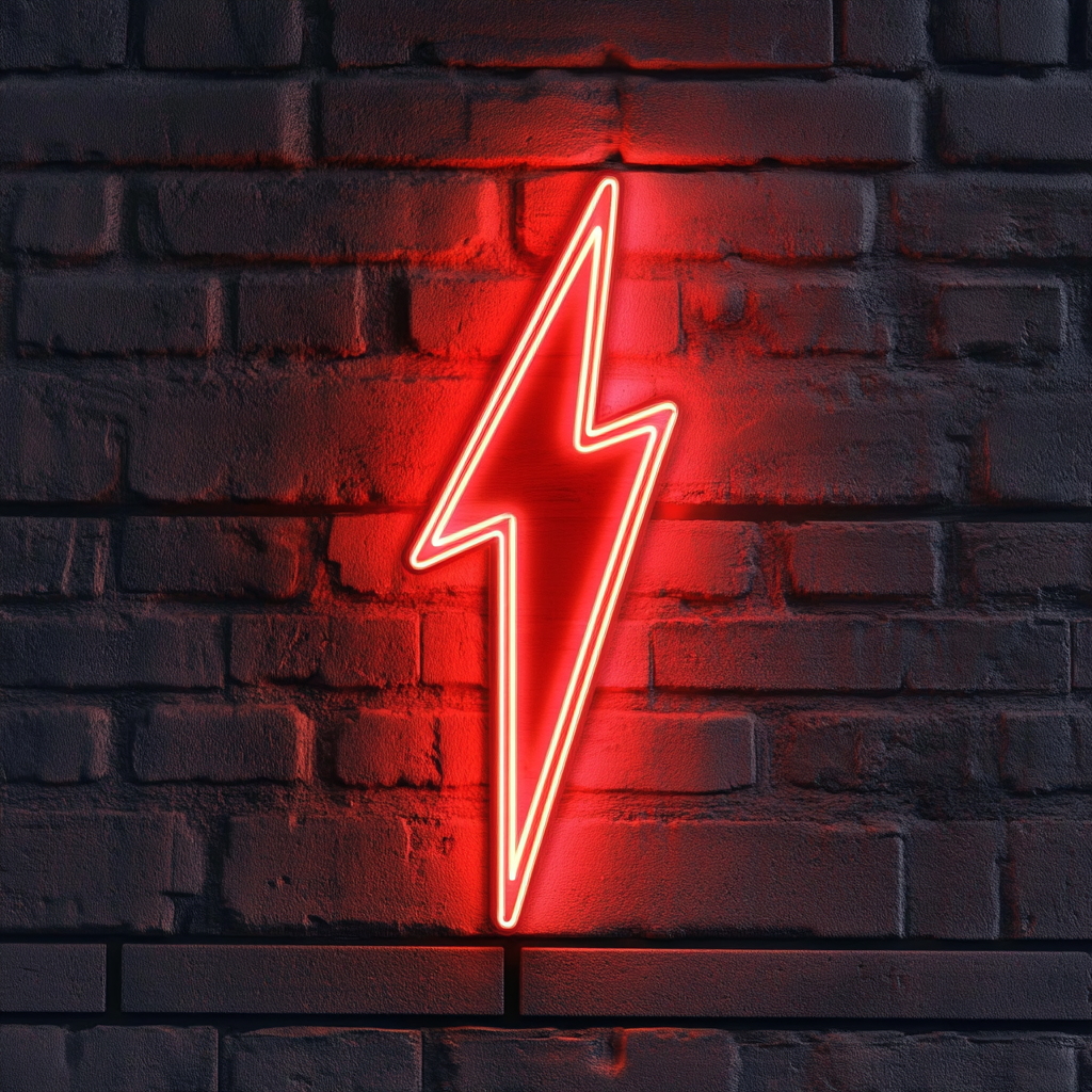 Lightning Bolt - Red Neon Sign, 18 Inches