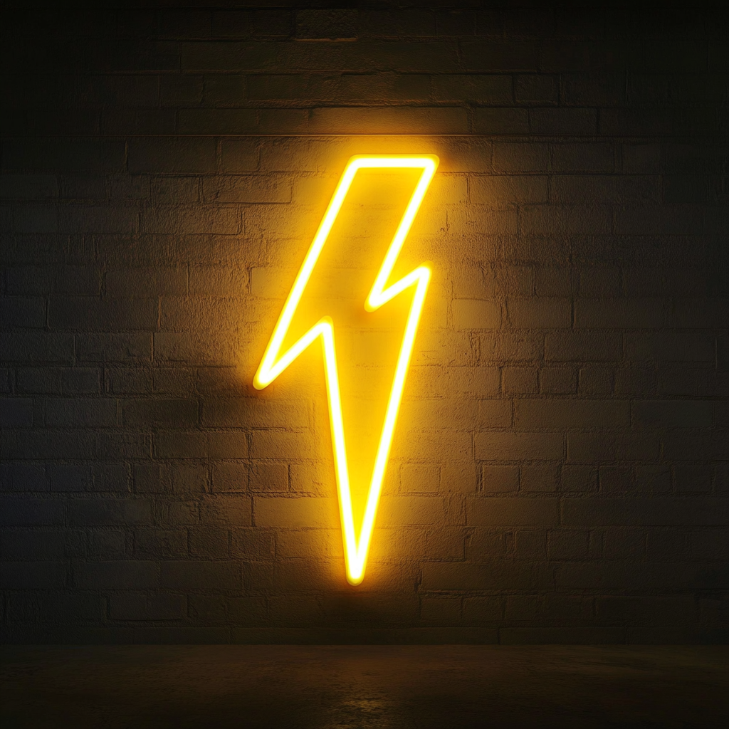 Lightning Bolt - Yellow Neon Sign, 18 Inches
