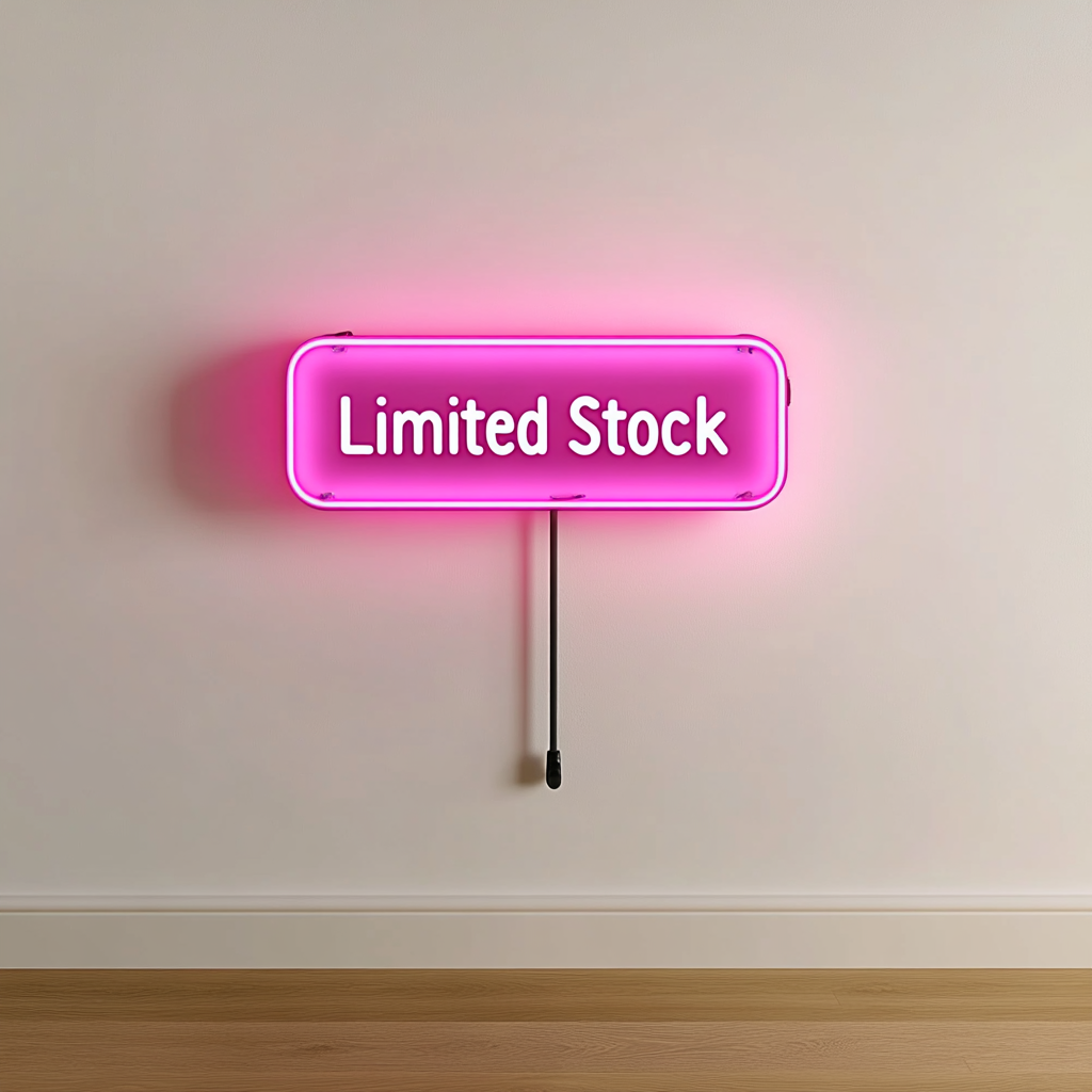"Limited Stock" - Pink Neon Sign, 24 Inches