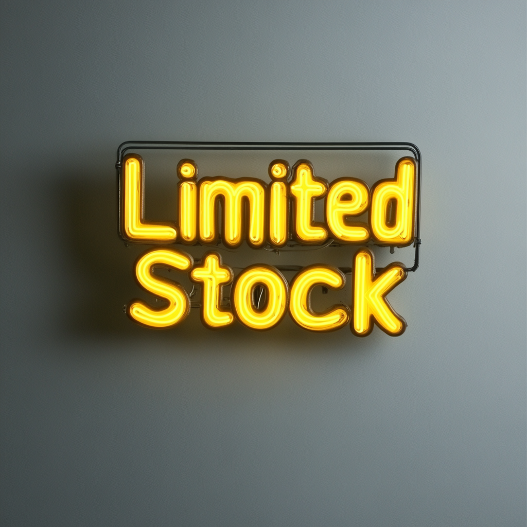 "Limited Stock" - Yellow Neon Sign, 24 Inches