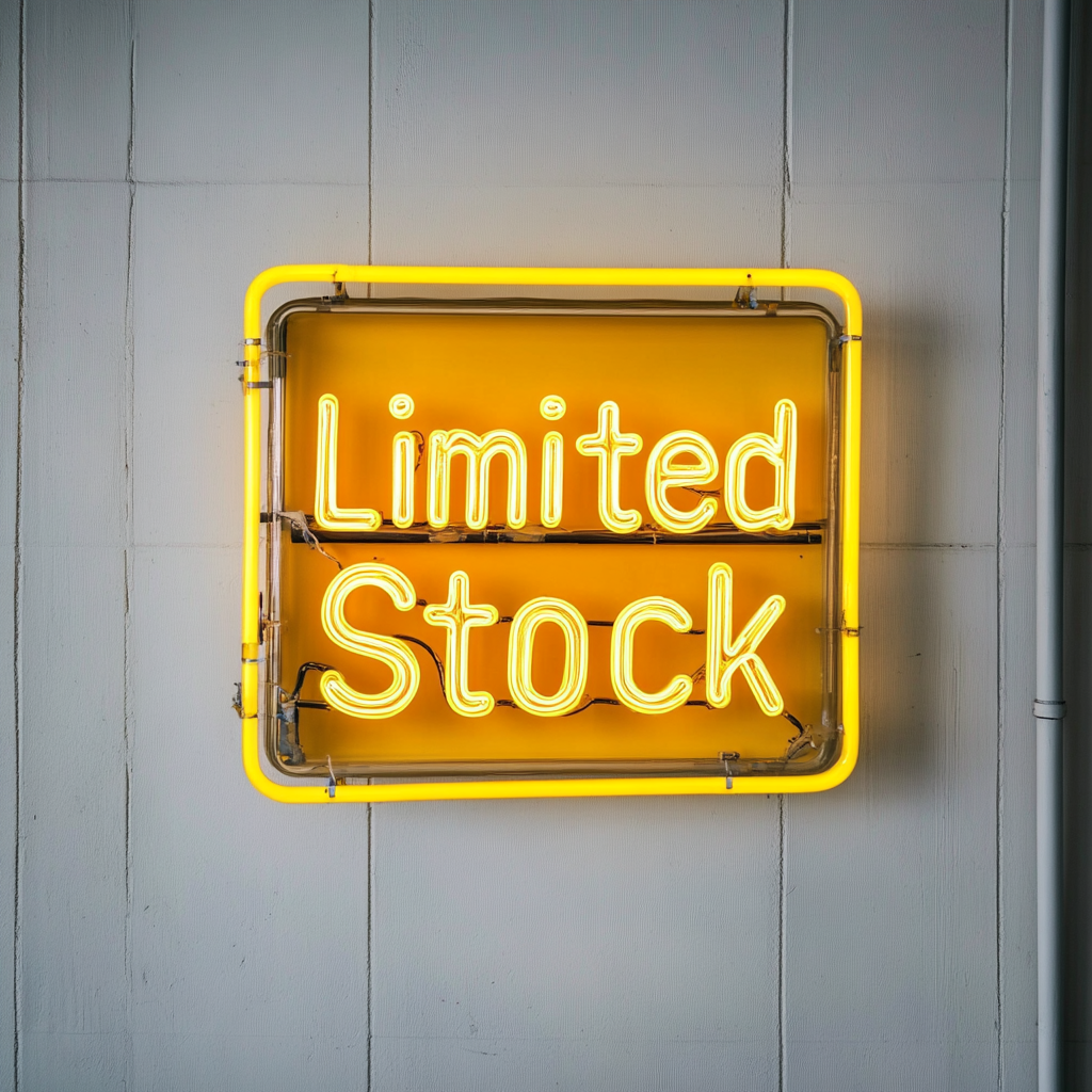 "Limited Stock" - Yellow Neon Sign, 24 Inches