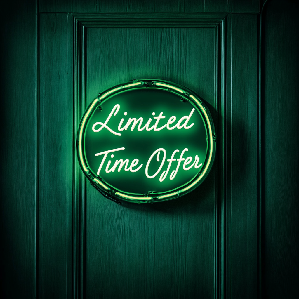 "Limited Time Offer" - Green Neon Sign, 24 Inches