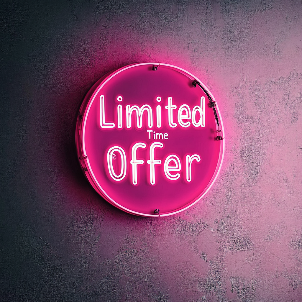 "Limited Time Offer" - Pink Neon Sign, 24 Inches