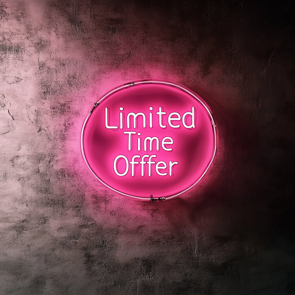 "Limited Time Offer" - Pink Neon Sign, 24 Inches