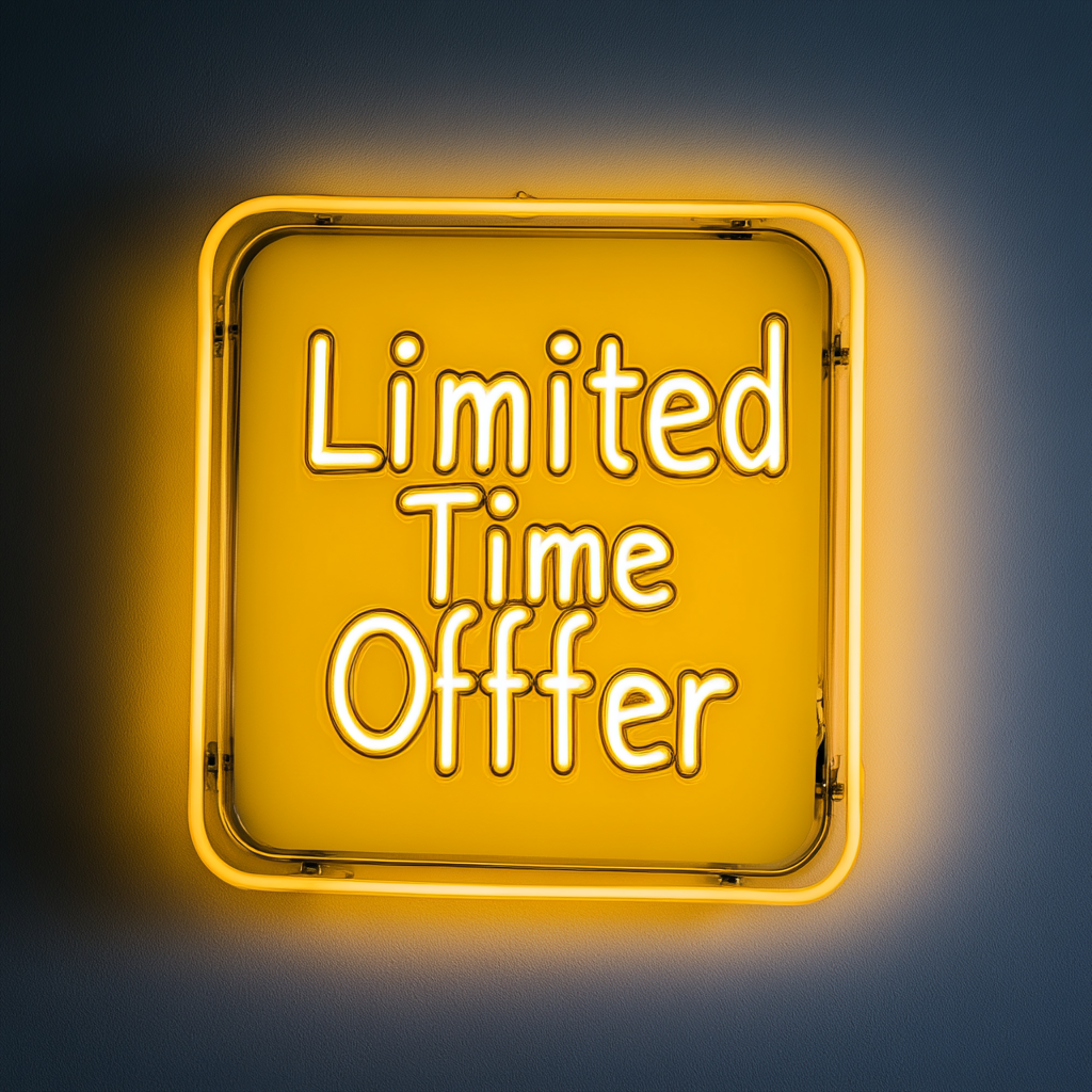"Limited Time Offer" - Yellow Neon Sign, 24 Inches