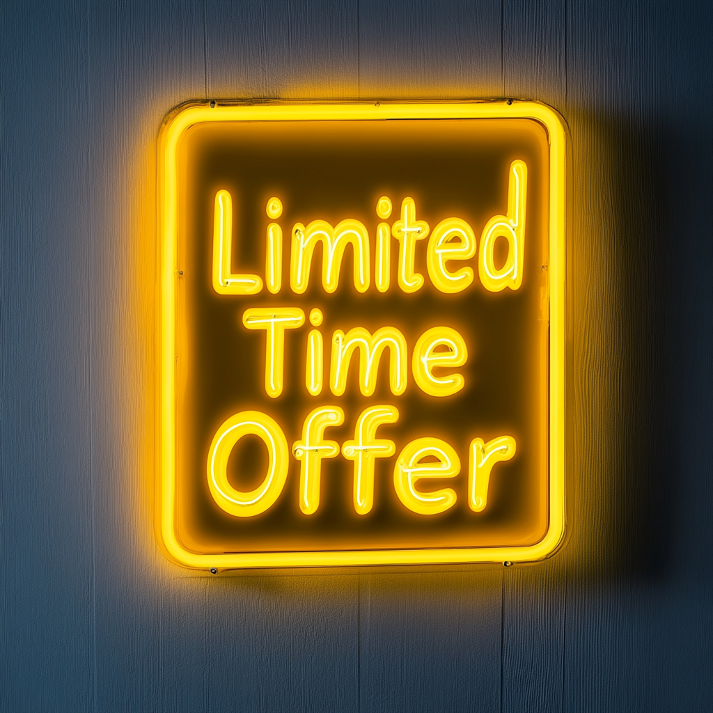 "Limited Time Offer" - Yellow Neon Sign, 24 Inches