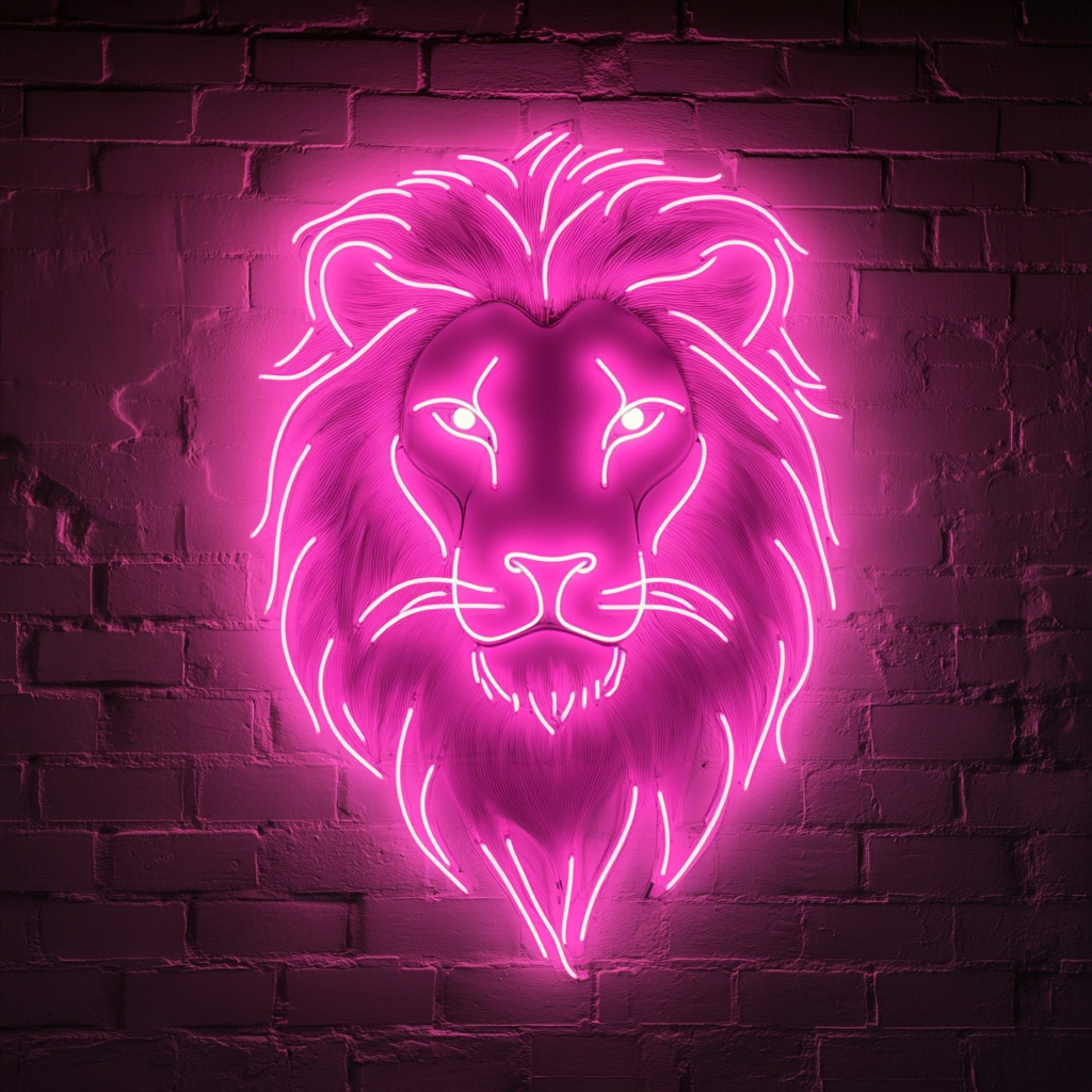 Lion Face - Pink Neon Sign, 24 Inches