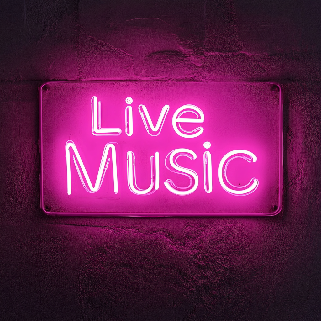 Live Music - Pink Neon Sign, 18 Inches