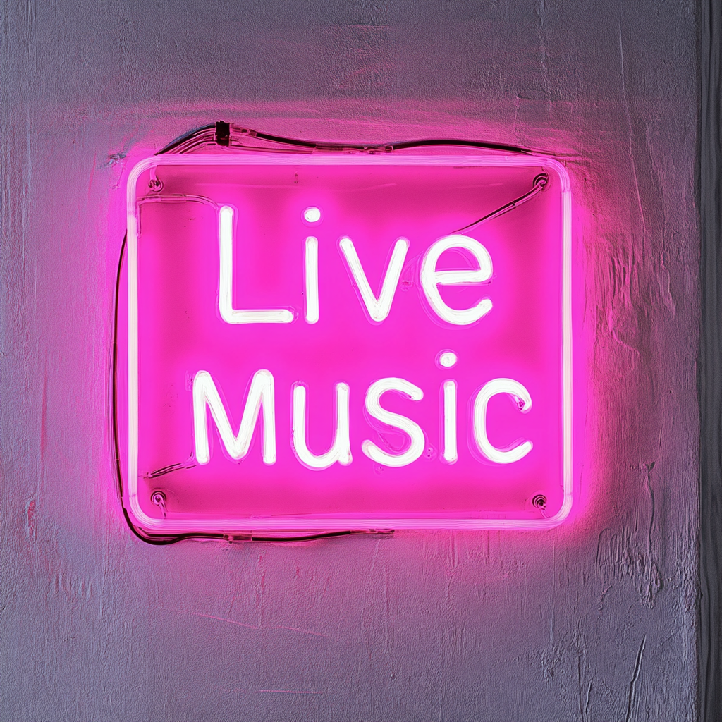 Live Music - Pink Neon Sign, 18 Inches