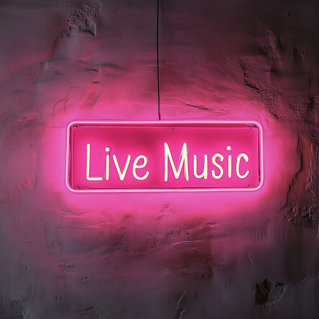 Live Music - Pink Neon Sign, 18 Inches