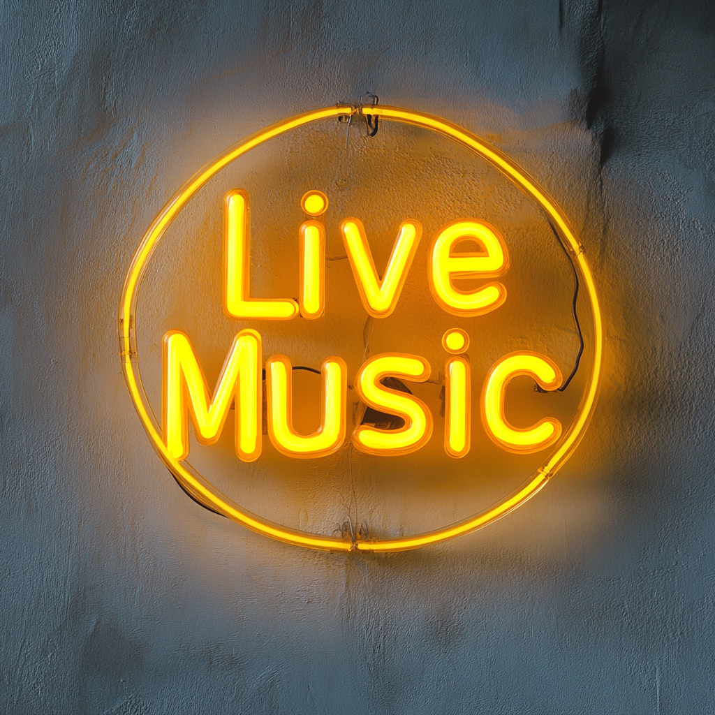 Live Music - Yellow Neon Sign, 18 Inches