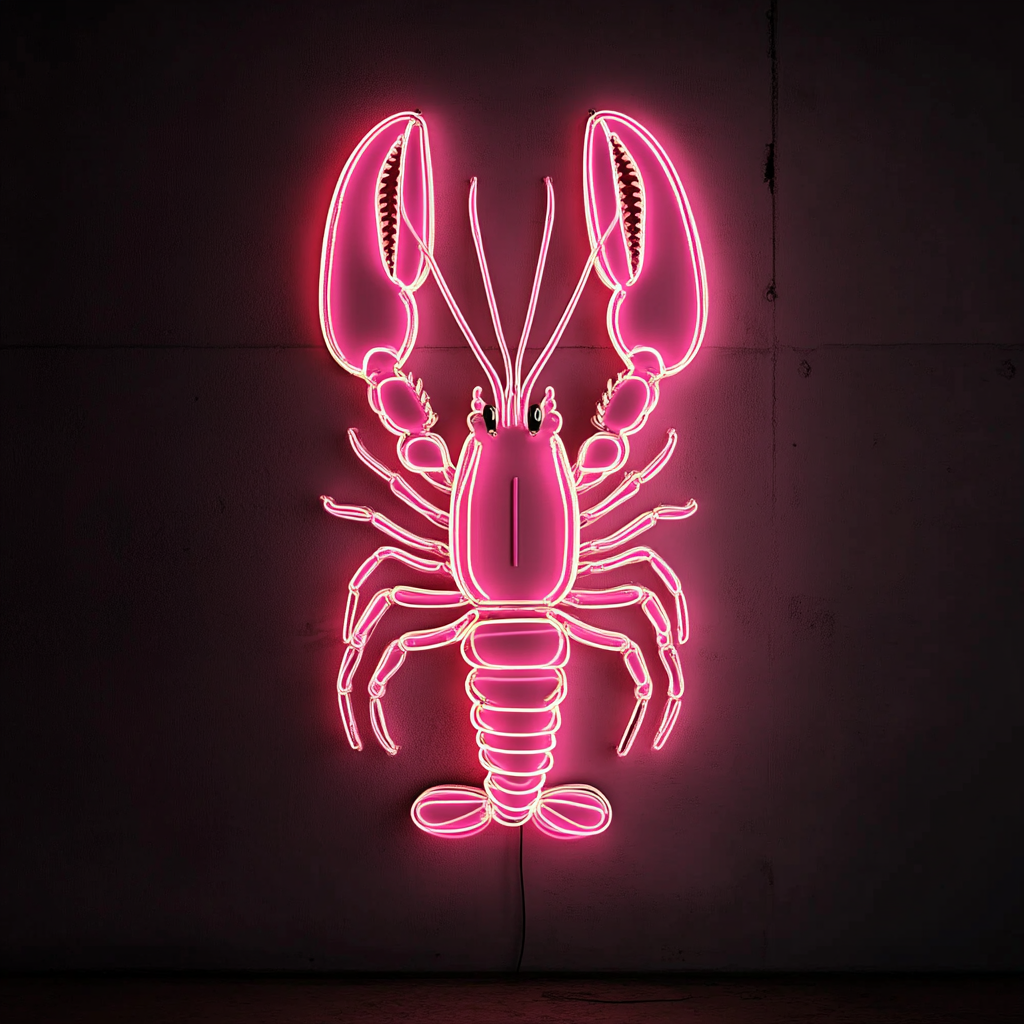 Lobster - Pink Neon Sign, 18 Inches