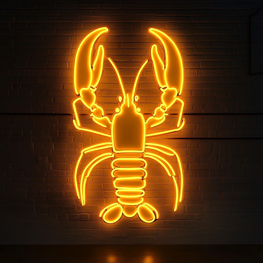 Lobster - Yellow Neon Sign, 18 Inches