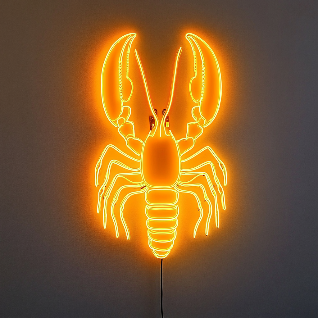 Lobster - Yellow Neon Sign, 18 Inches