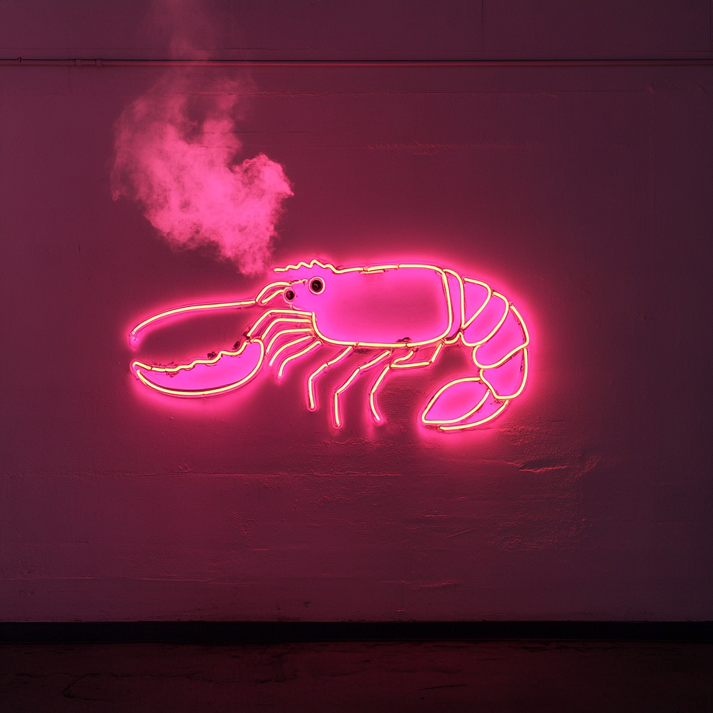 Lobster with Steam - Pink Neon Sign, 18 Inches