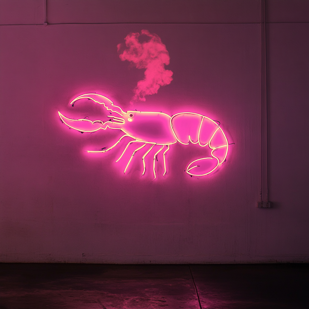 Lobster with Steam - Pink Neon Sign, 18 Inches