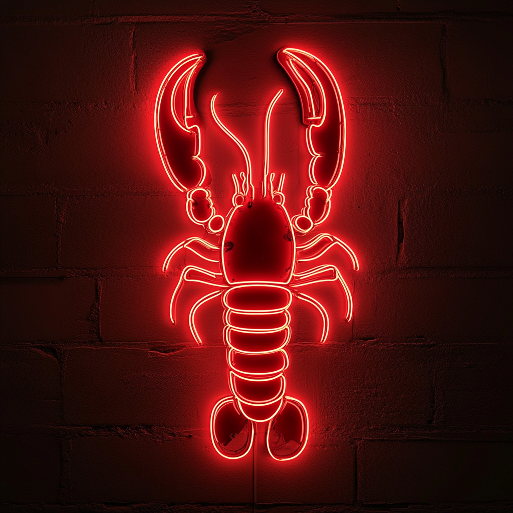 Lobster with Steam - Red Neon Sign, 24 Inches