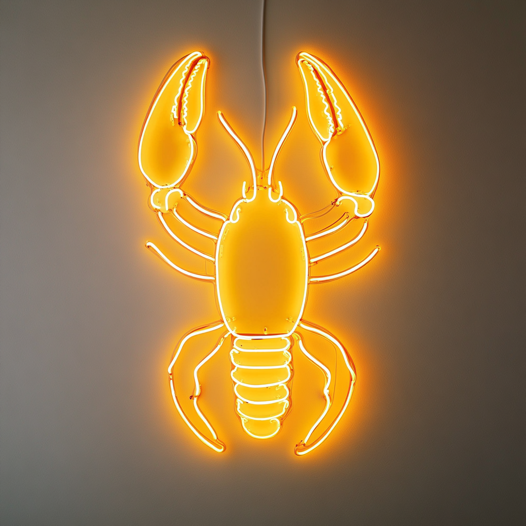 Lobster with Steam - Yellow Neon Sign, 24 Inches