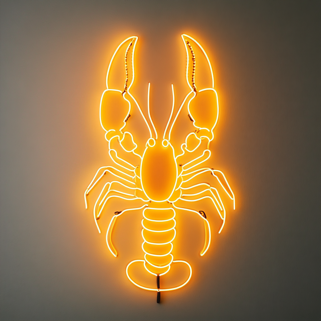 Lobster with Steam - Yellow Neon Sign, 18 Inches