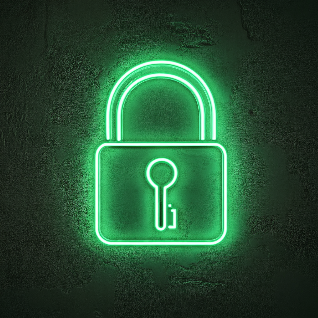 Lock and Key - Green Neon Sign, 24 Inches