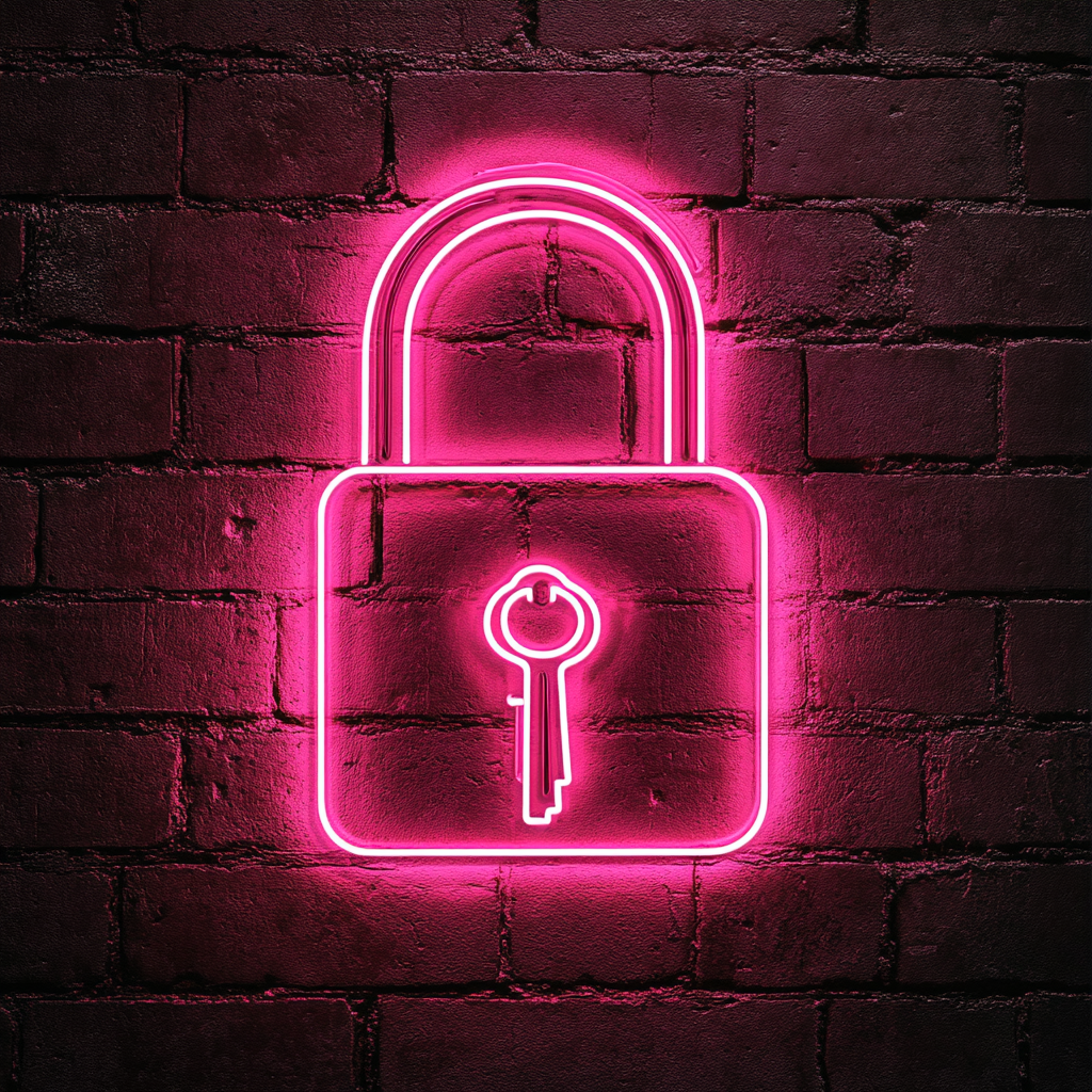 Lock and Key - Pink Neon Sign, 24 Inches