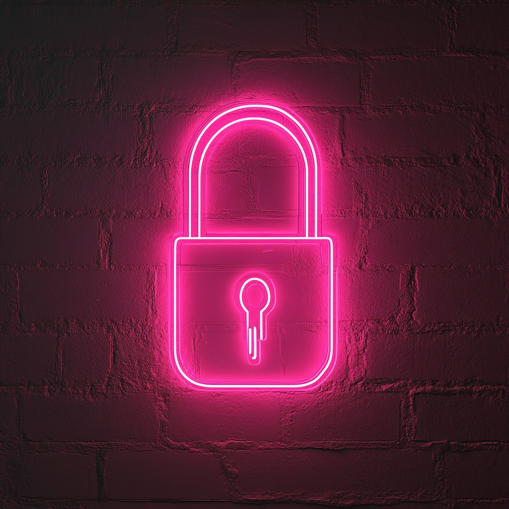 Lock and Key - Pink Neon Sign, 18 Inches