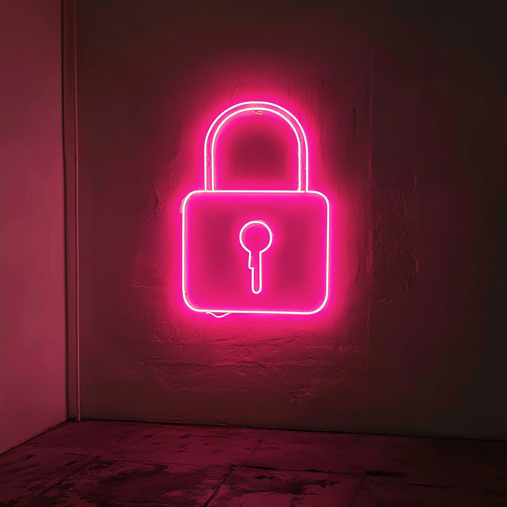 Lock and Key - Pink Neon Sign, 18 Inches