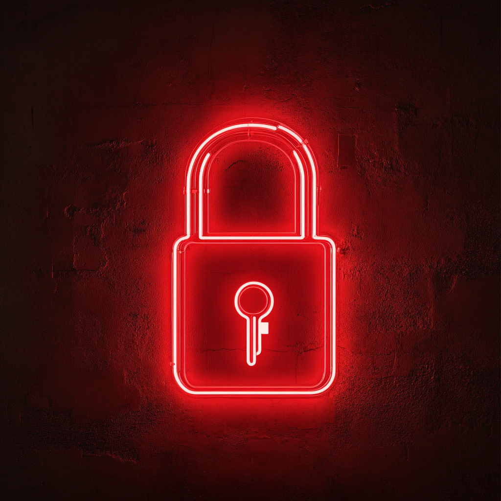 Lock and Key - Red Neon Sign, 18 Inches