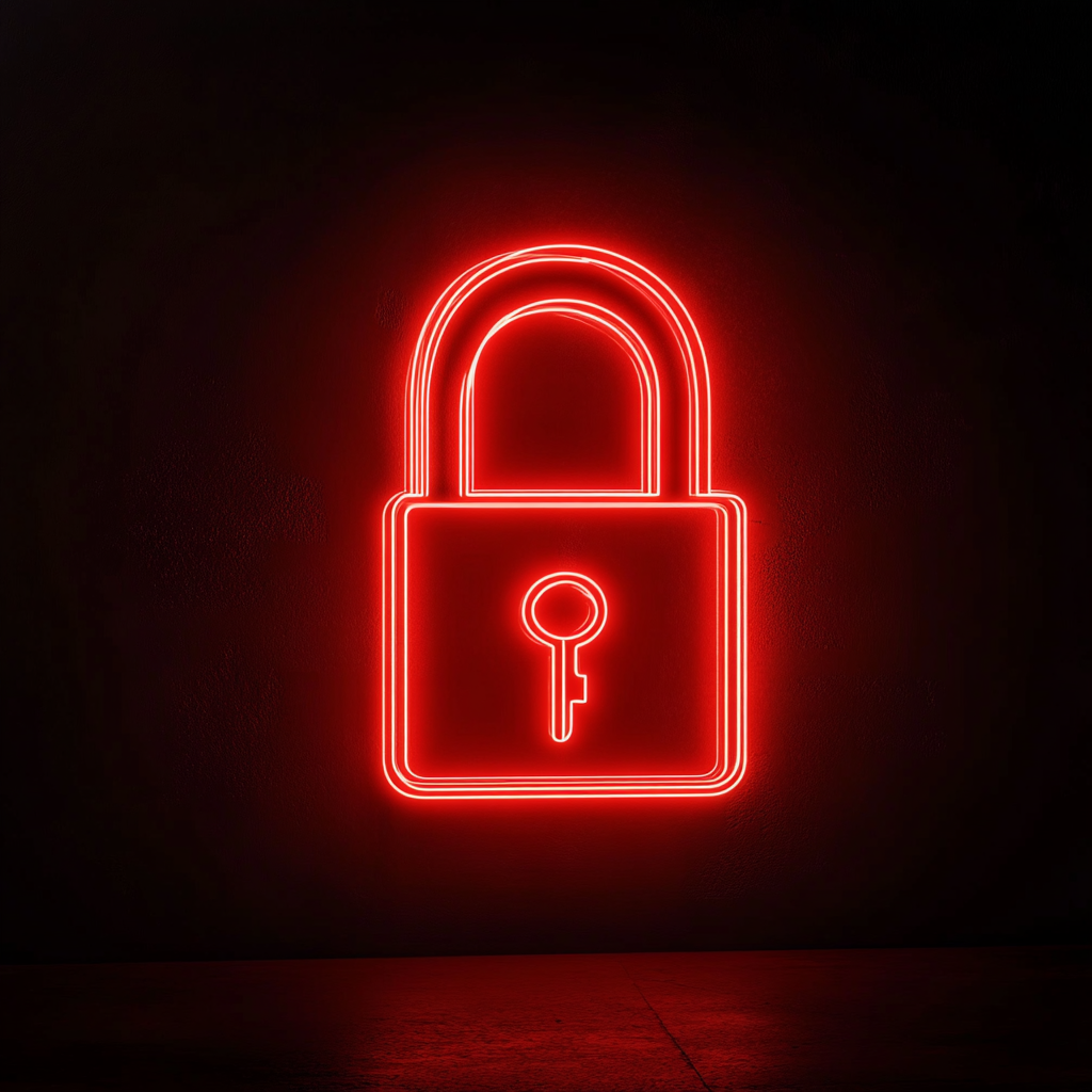 Lock and Key - Red Neon Sign, 18 Inches