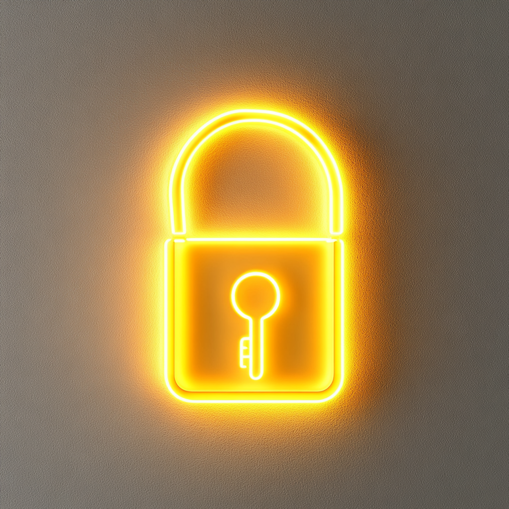 Lock and Key - Yellow Neon Sign, 24 Inches