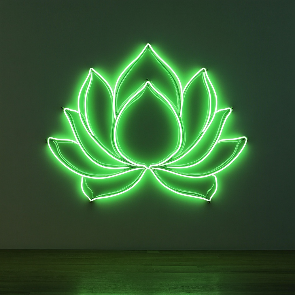 Lotus Flower - Green Neon Sign, 18 Inches