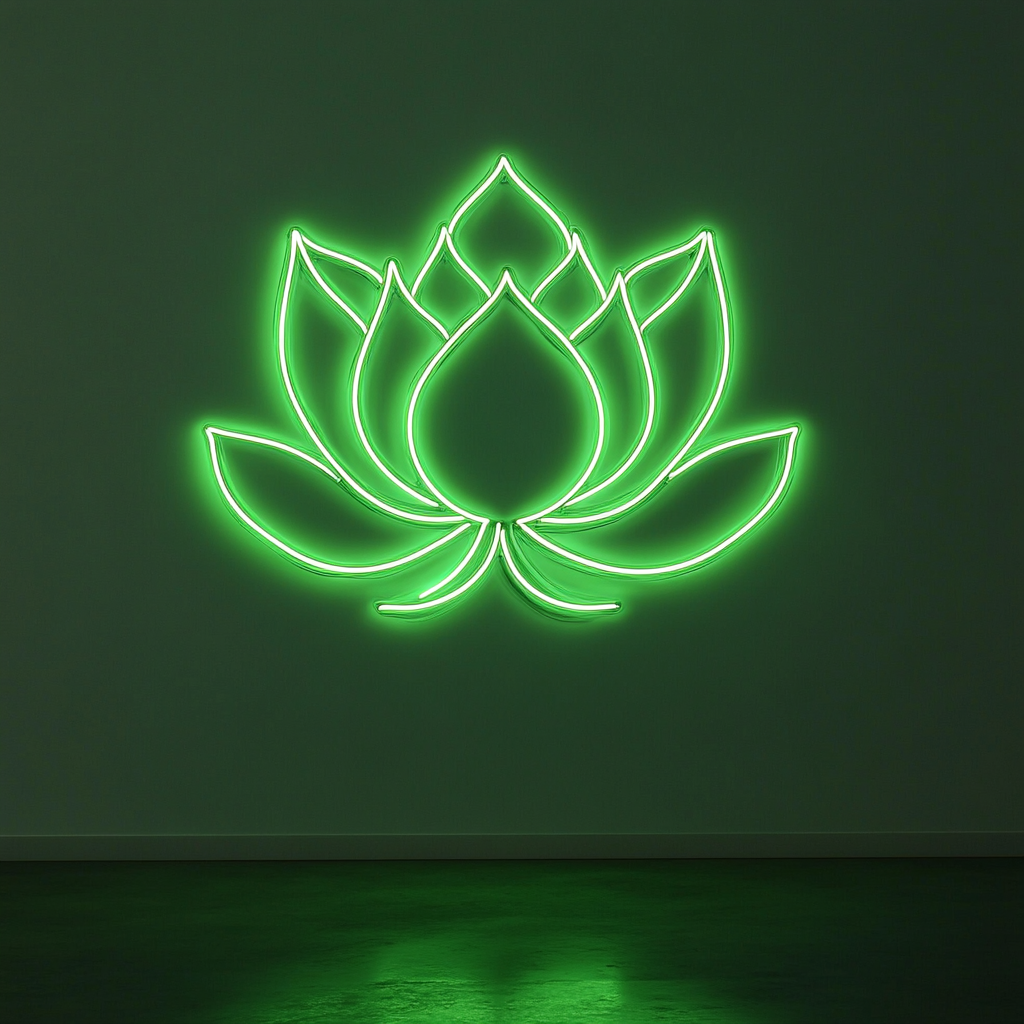 Lotus Flower - Green Neon Sign, 18 Inches