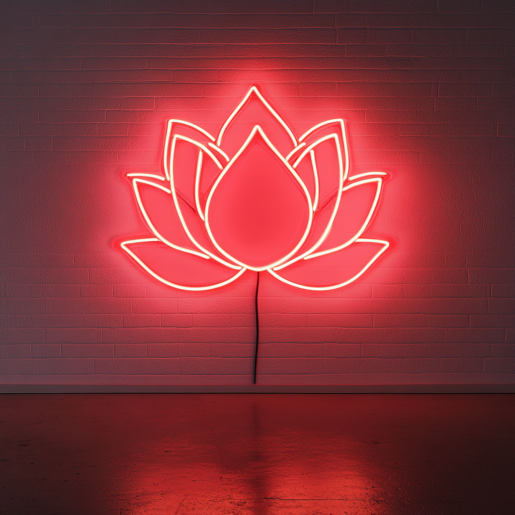 Lotus Flower - Red Neon Sign, 24 Inches
