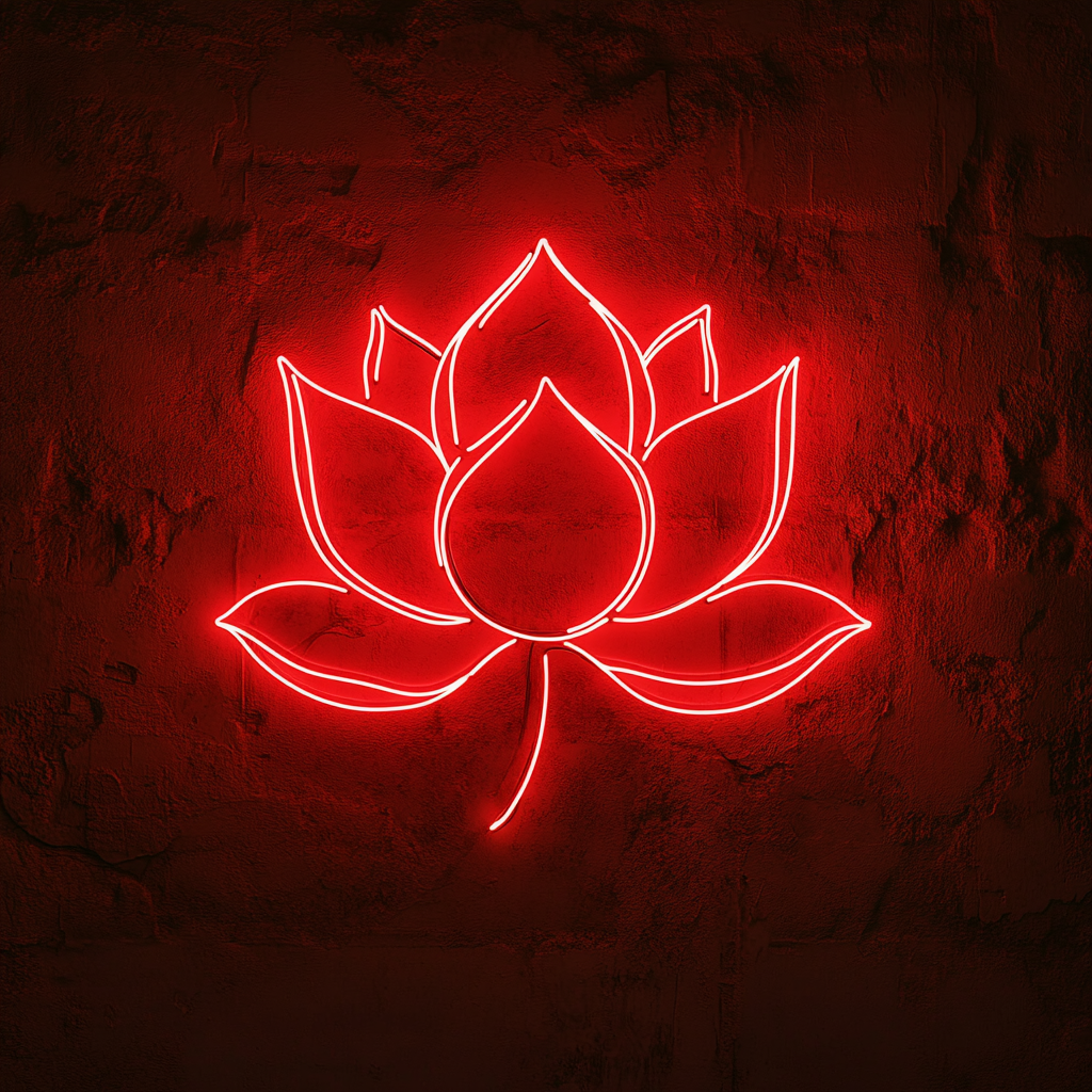 Lotus Flower - Red Neon Sign, 18 Inches