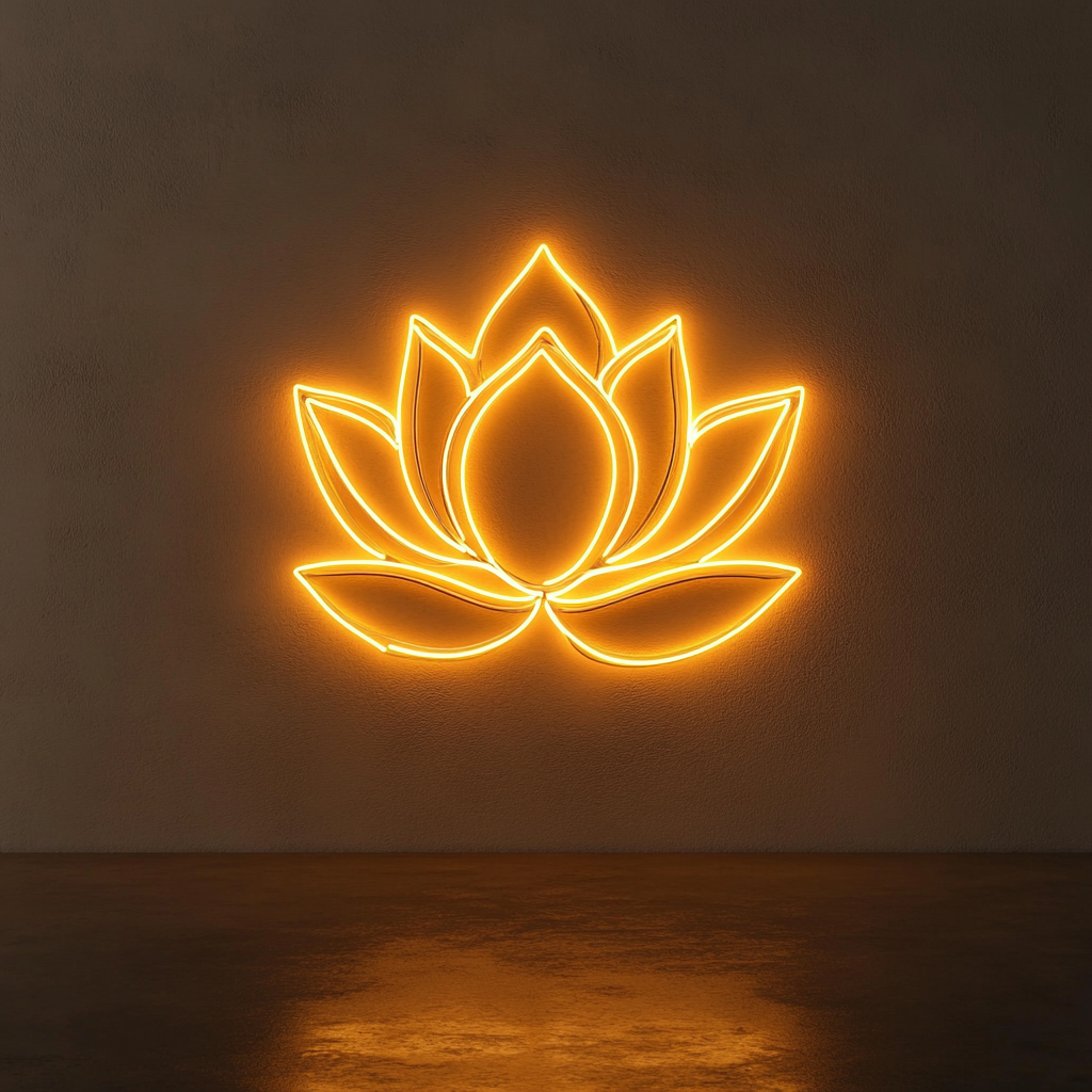 Lotus Flower - Yellow Neon Sign, 18 Inches